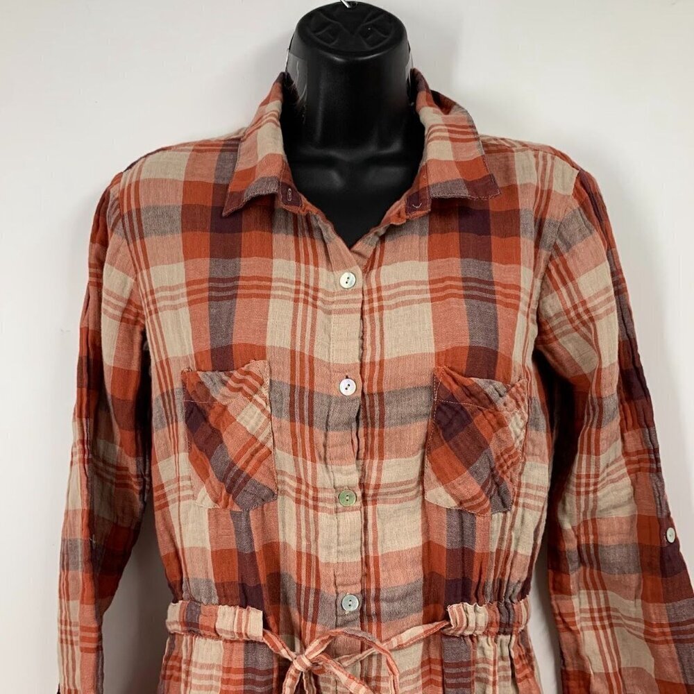 Velvet‎ By Graham & Spencer Women's Caitlin Plaid Cotton Shirt Dress Size XS - Picture 4 of 13